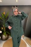 Pantolonu Ve Tuniği Fermuar Ve Çıt Çıt Detaylı Dubai Takım Yeşil