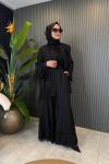 Dantel Detaylı Kupra TAkım Siyah