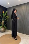 Pul Payet Eteği Şifon Abaya Siyah