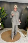 Bol Paça Pasion Pantolonlu Takım Gri