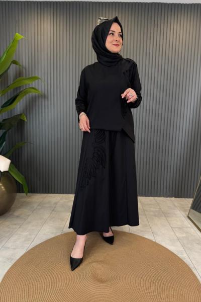 Aplike Detaylı Touch Takım Siyah