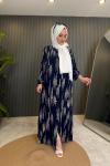 Desenli Elbise  Lacivert