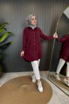 Yıldız İşlemeli Tencel Gömlek Bordo