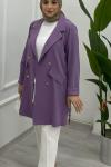 Linda Çift  Düğmeli Ceket Lila