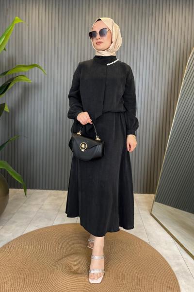 Taş Detay Takım Siyah