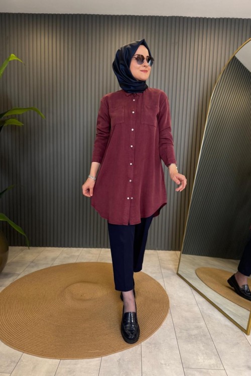 Tensel Kot Tunik Bordo