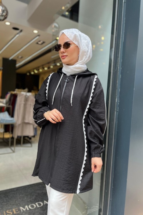 Fermuarlı Ayrobin Kısa Boy Kap Siyah