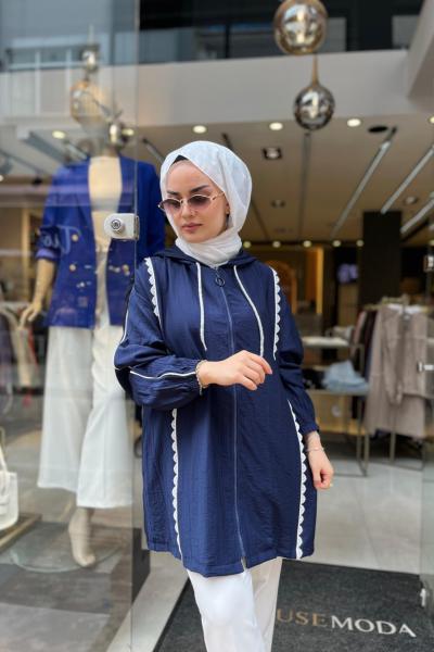 Fermuarlı Ayrobin Kısa Boy Kap Lacivert