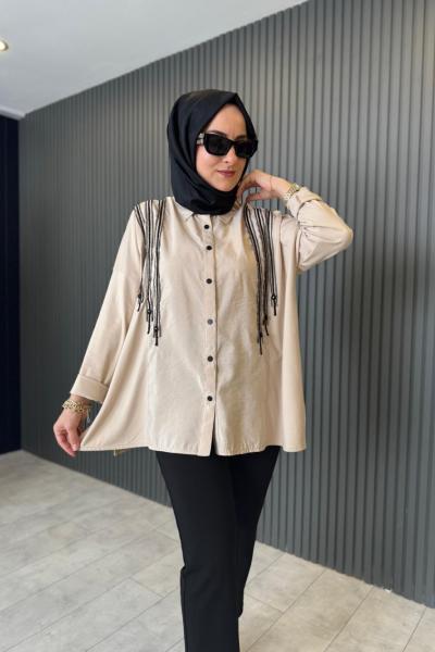 Ceremony Bambu Tunik Bluz Taş Rengi