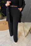 Yüksek Bel Kemerli Pantolon Siyah
