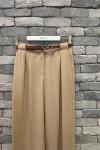 Yüksek Bel Kemerli Pantolon Bej
