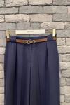 Yüksek Bel Kemerli Pantolon Lacivert