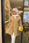 Nervür Detaylı Gömlek Camel