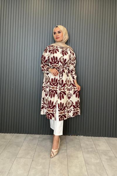 Desenli Tunik  Bordo