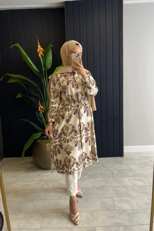 Desenli Tunik  Vizon