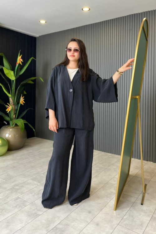 Yarasa Kol Pantolonlu Takım  Siyah