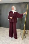 Yarasa Kol Pantolonlu Takım  Bordo