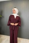 Yarasa Kol Pantolonlu Takım  Bordo