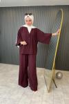 Yarasa Kol Pantolonlu Takım  Bordo