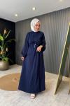 Kuşaklı Yaren Elbise Lacivert