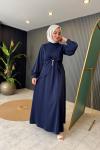 Kuşaklı Yaren Elbise Lacivert