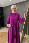 Kuşaklı Yaren Elbise Mor