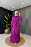 Kuşaklı Yaren Elbise Mor