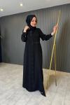 Pırıltı Detaylı Ferace/Elbise Siyah