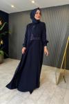 Pırıltı Detaylı Ferace/Elbise Lacivert