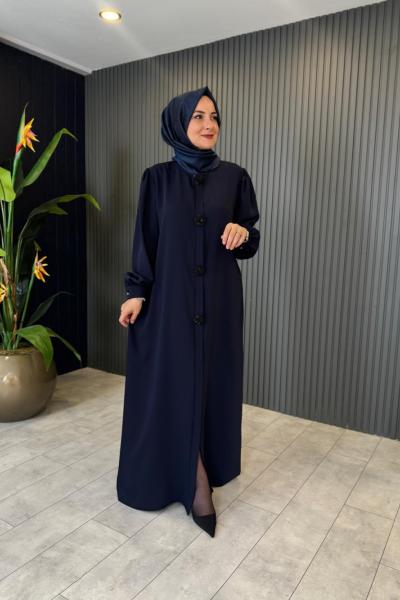 Boncuk Detaylı Ferace Lacivert