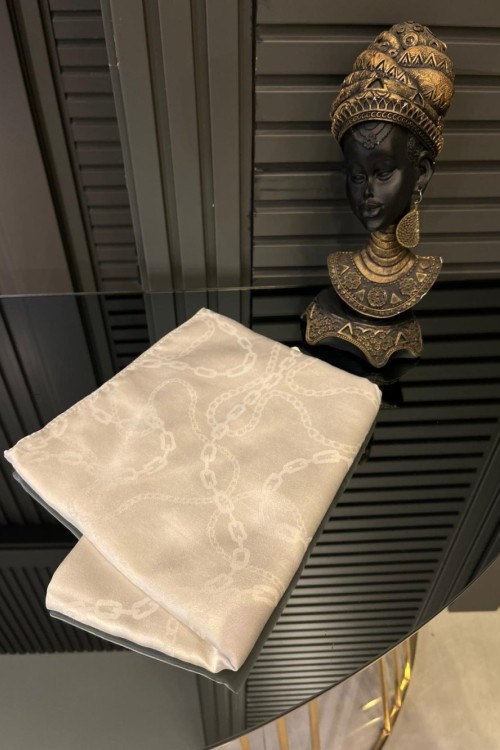 Orhan Zincir Desen Şal Kemik Rengi