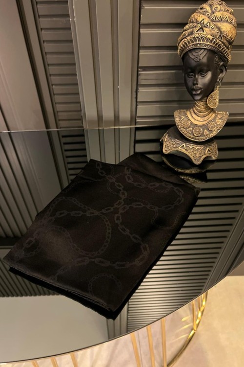 Orhan Zincir Desen Şal Siyah