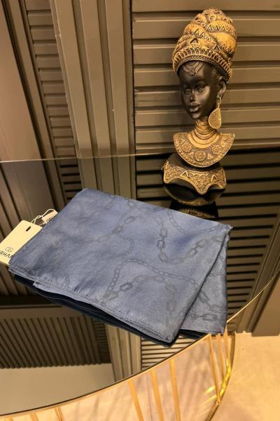 Orhan Zincir Desen Şal İndigo Mavi