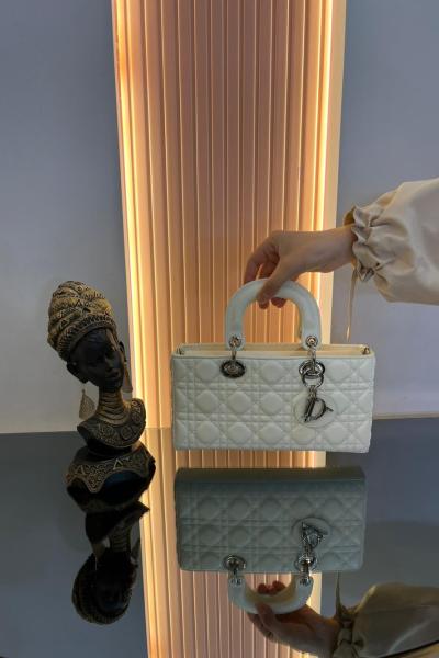 Levidor İthal Deri Tasarım Çanta Beyaz