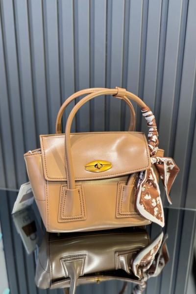 Fular Detaylı Omuz Çantası Kahve