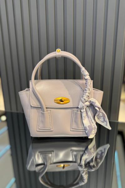 Fular Detaylı Omuz Çantası Gri