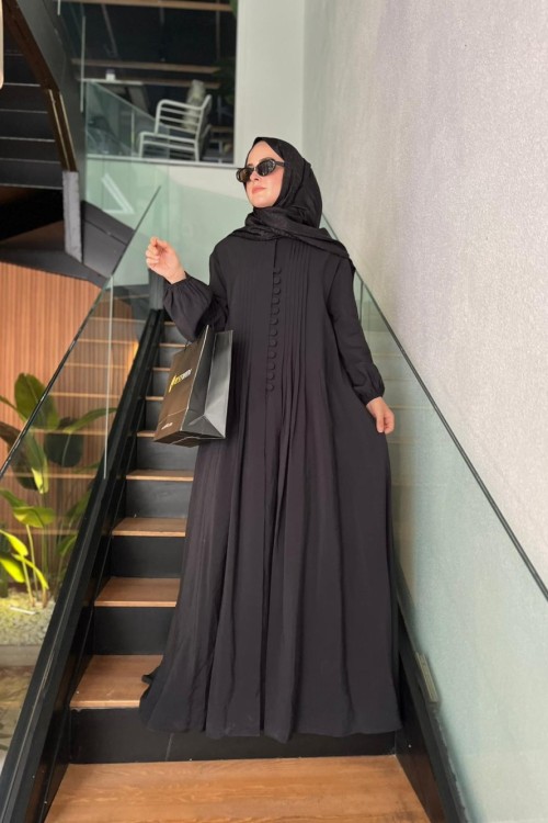 Brit Detaylı Ferace/Elbise Siyah
