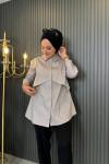 Parıltı Detaylı Gömlek Taş Rengi