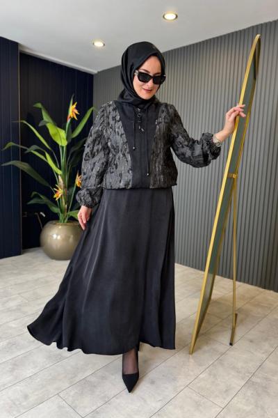 Kapüşonlu Cupra Etekli Takım Siyah