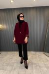 Tek Düğmeli Blazer Ceket Mürdüm