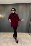 Tek Düğmeli Blazer Ceket Mürdüm