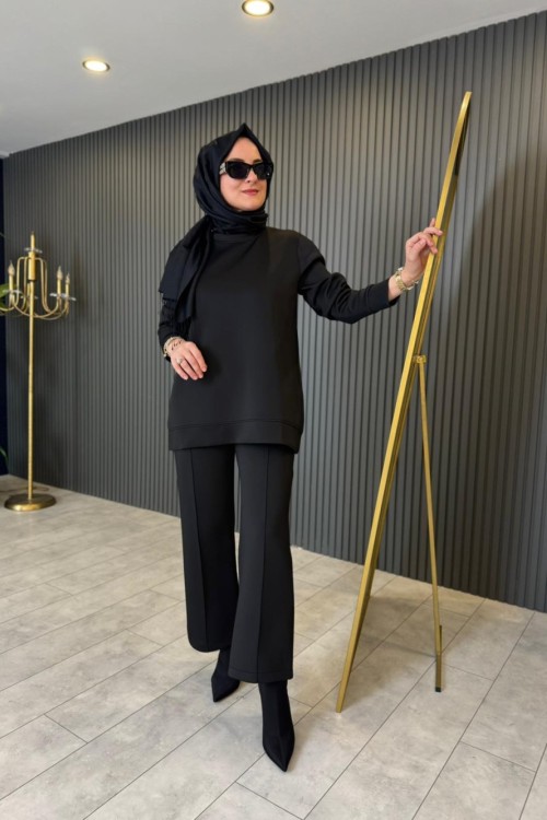 Scuba Pantolonlu Takım Siyah