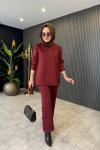 Scuba Pantolonlu Takım Bordo