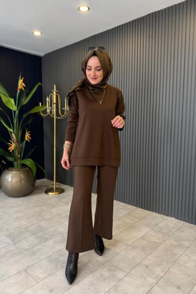 Scuba Pantolonlu Takım Kahve