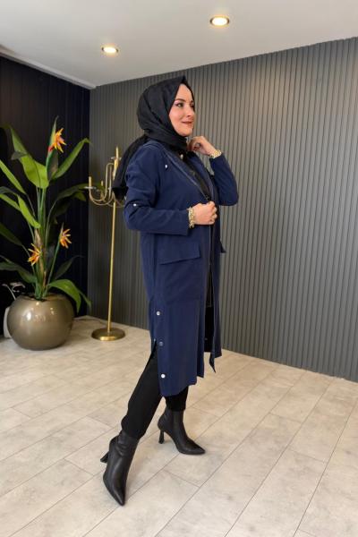 Çıtçıt Detaylı Kupra Kap Lacivert