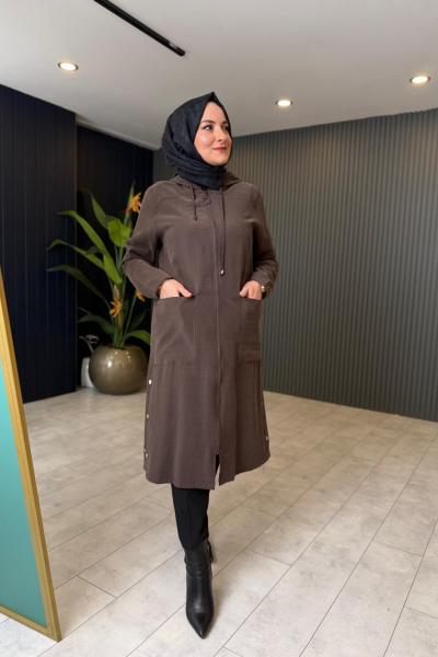 Çıtçıt Detaylı Kupra Kap Kahve