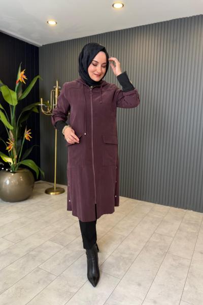 Çıtçıt Detaylı Kupra Kap Bordo