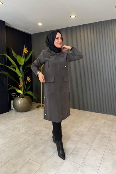 Çıtçıt Detaylı Kupra Kap Antrasit