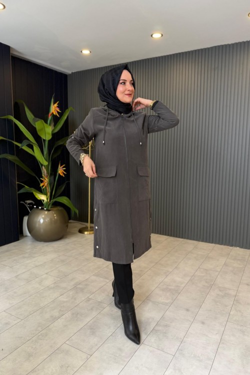 Çıtçıt Detaylı Kupra Kap Antrasit