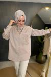 Aplike Detaylı Tunik Taş Rengi